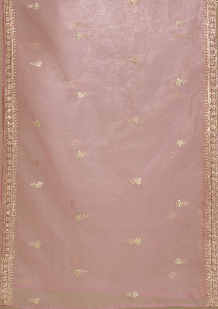 Lavender Zariwork Art Silk Readymade Salwar Suit