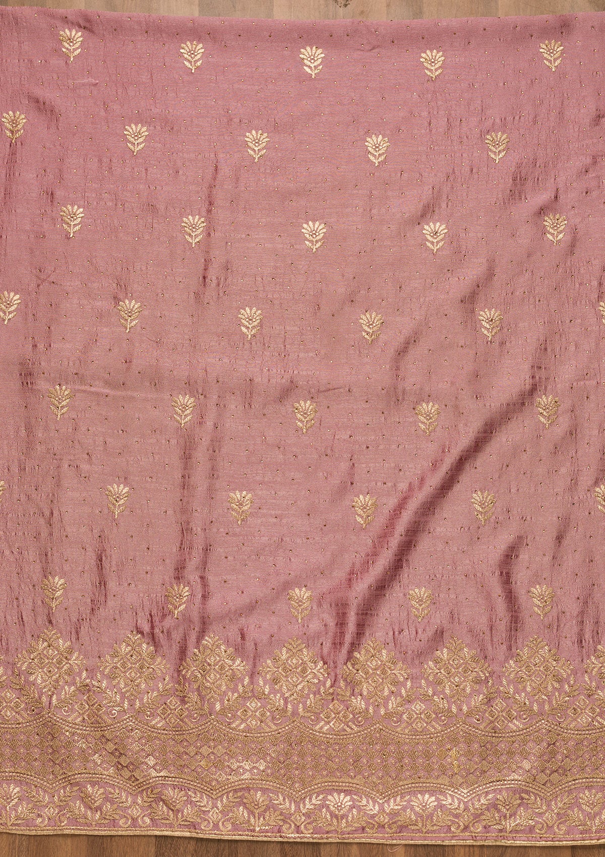 Lavender Zariwork Art Silk Unstitched Salwar Suit