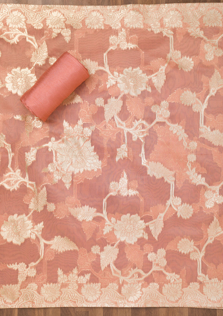 Lavender Zariwork Banarasi Unstitched Salwar Suit