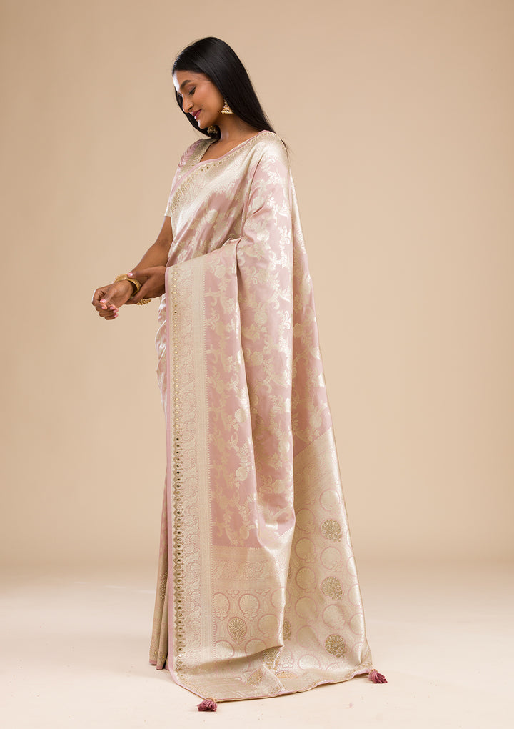 Lavender Zariwork Banarasi Silk Saree