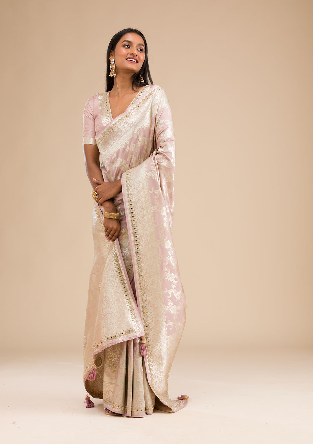 Lavender Zariwork Banarasi Silk Saree