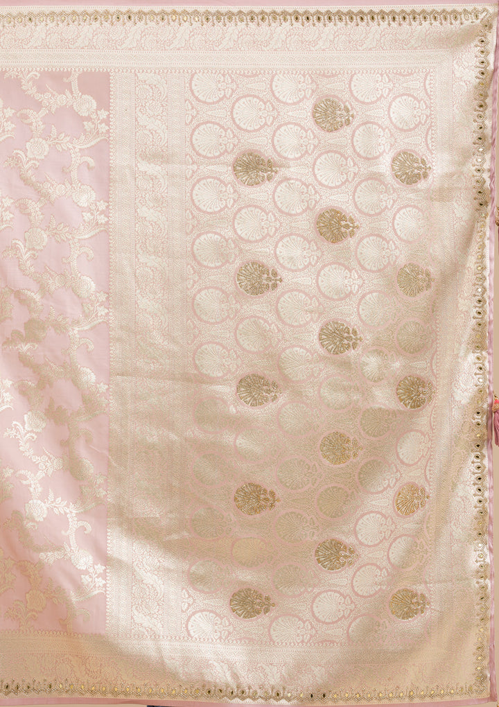 Lavender Zariwork Banarasi Silk Saree