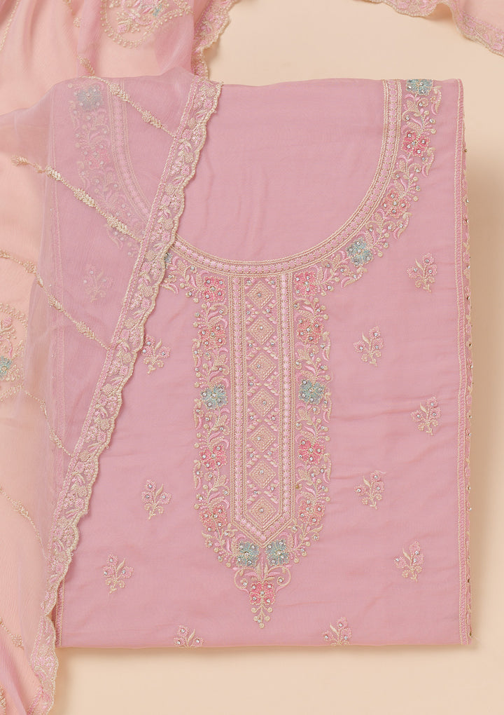 Lavender Zariwork Georgette Unstitched Salwar Suit