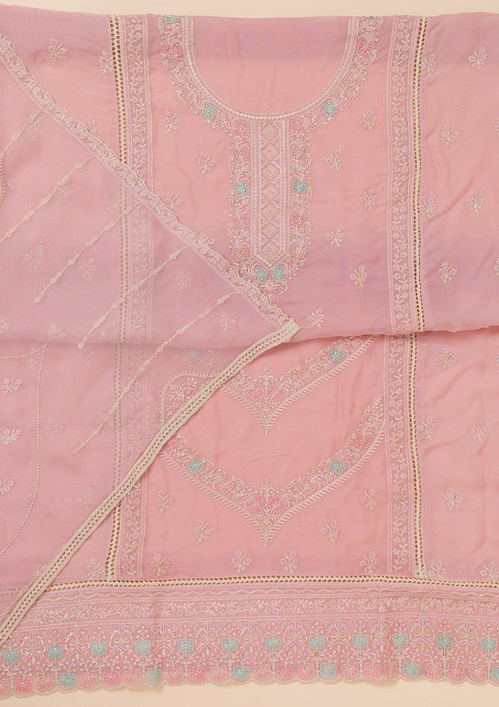 Lavender Zariwork Georgette Unstitched Salwar Suit