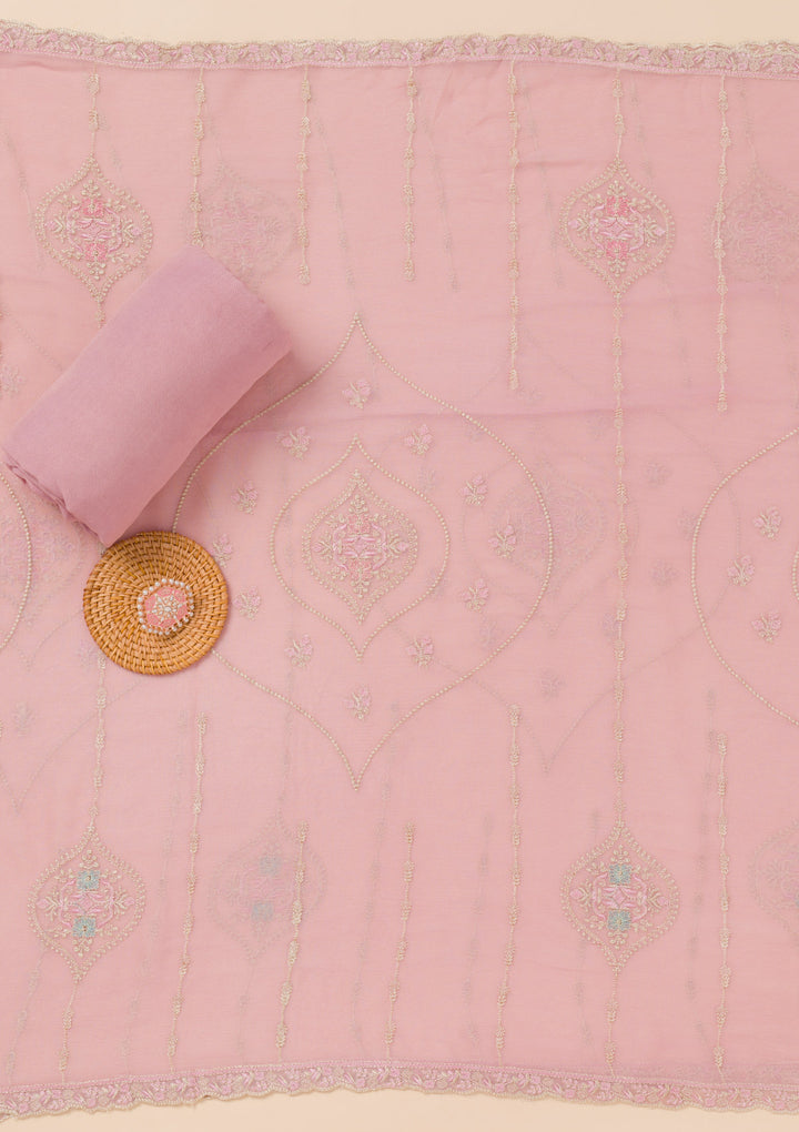 Lavender Zariwork Georgette Unstitched Salwar Suit
