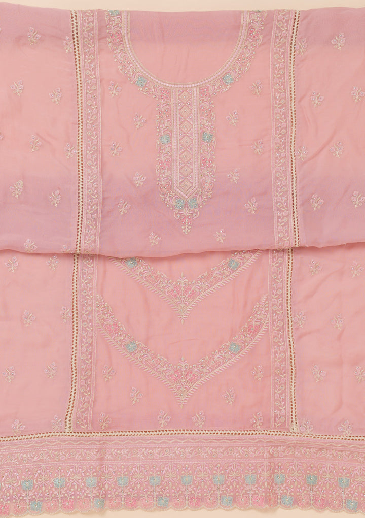 Lavender Zariwork Georgette Unstitched Salwar Suit