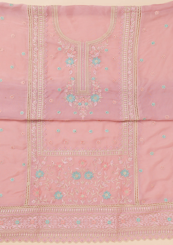 Lavender Zariwork Georgette Unstitched Salwar Suit
