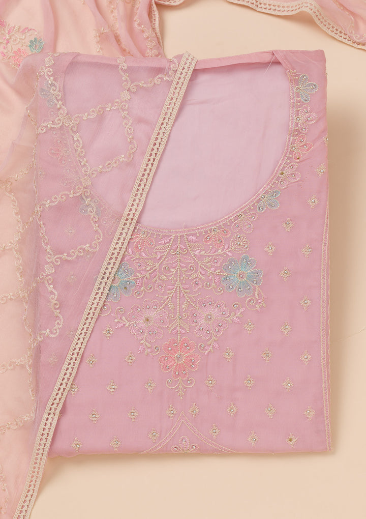 Lavender Zariwork Georgette Unstitched Salwar Suit
