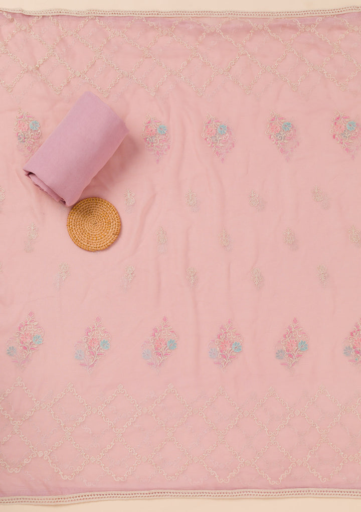 Lavender Zariwork Georgette Unstitched Salwar Suit