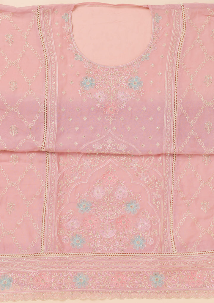 Lavender Zariwork Georgette Unstitched Salwar Suit