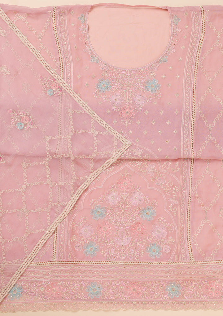 Lavender Zariwork Georgette Unstitched Salwar Suit