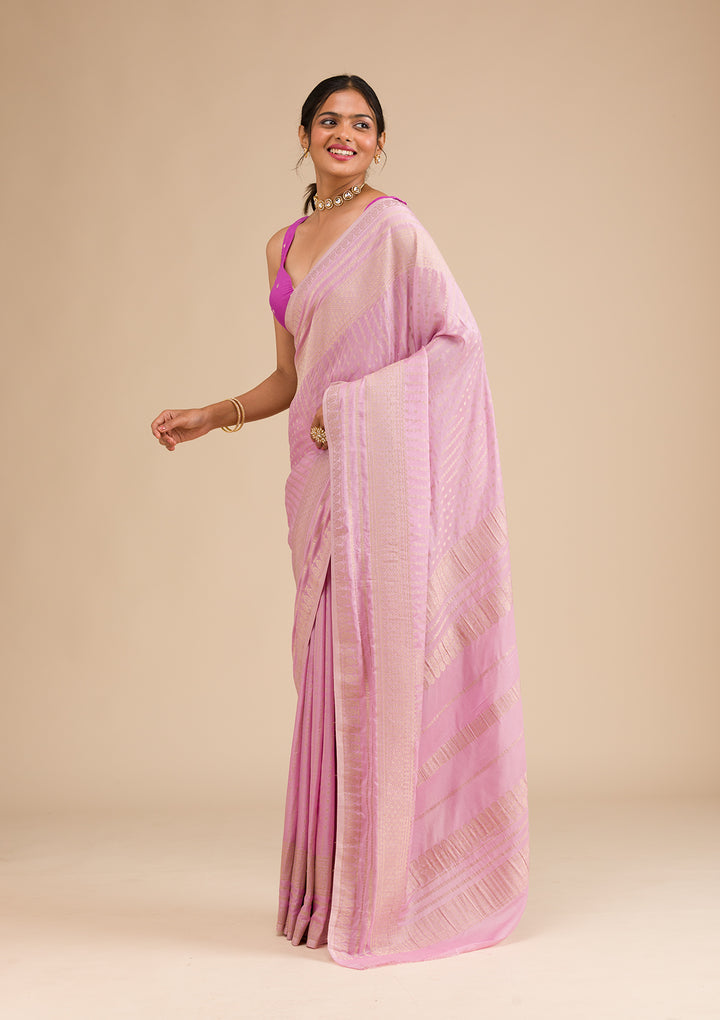 Lavender Zariwork Georgette Saree