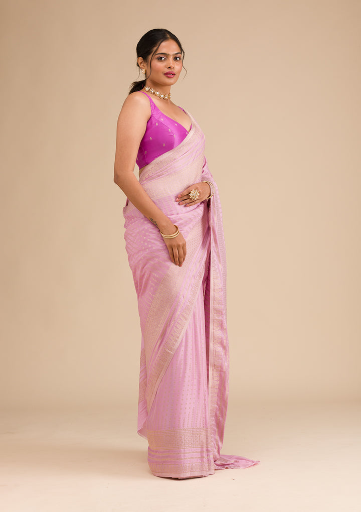 Lavender Zariwork Georgette Saree