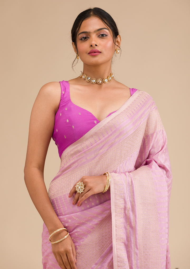 Lavender Zariwork Georgette Saree