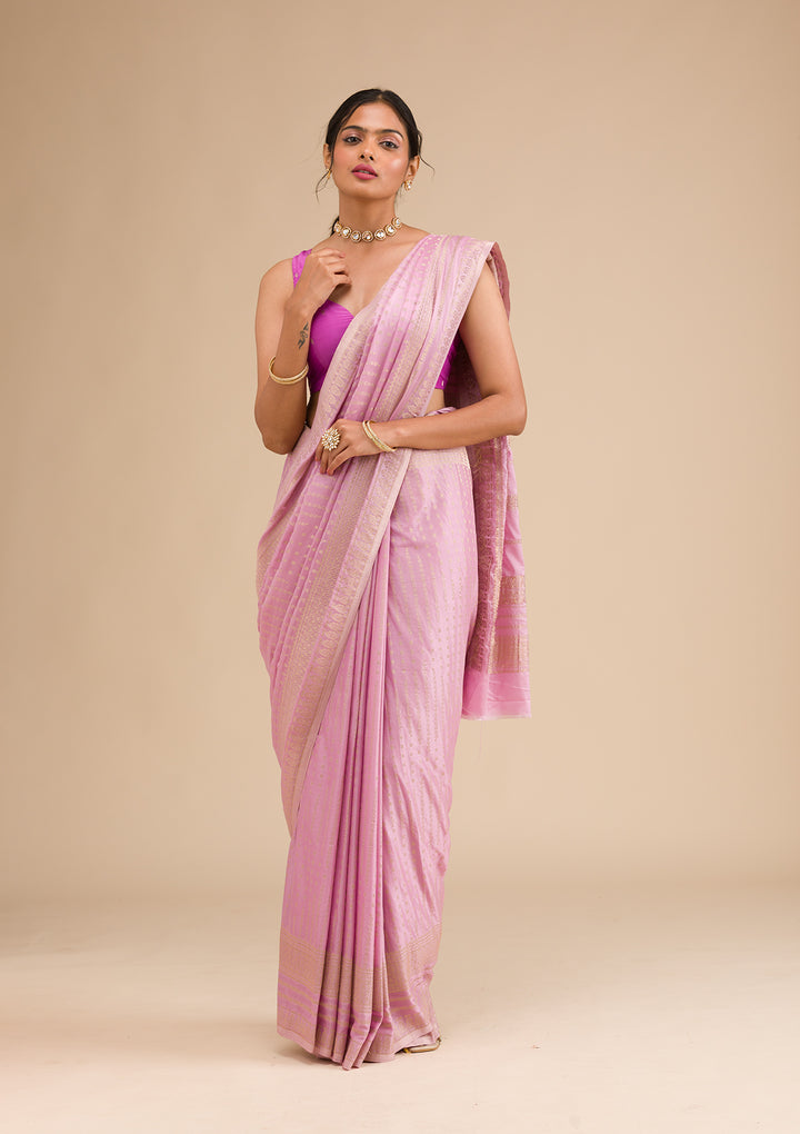 Lavender Zariwork Georgette Saree