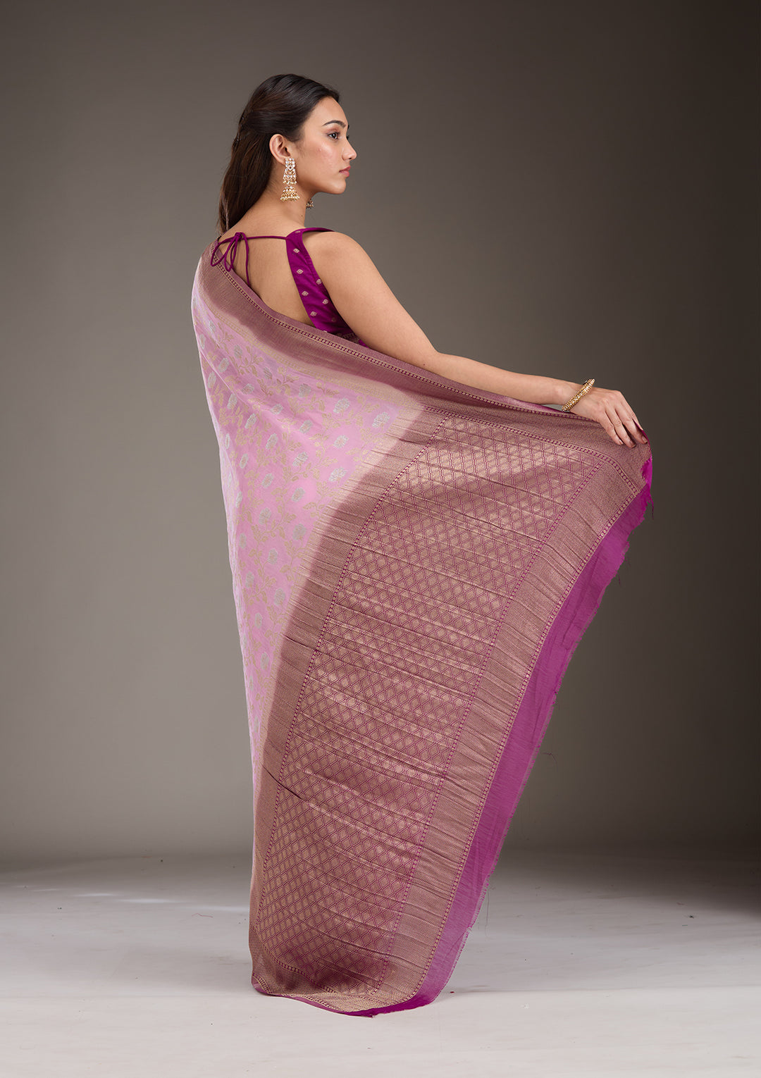 Lavender Zariwork Georgette Saree