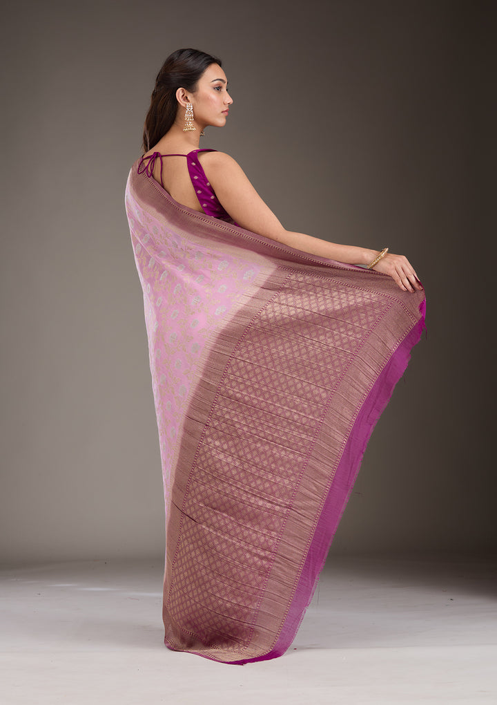 Lavender Zariwork Georgette Saree