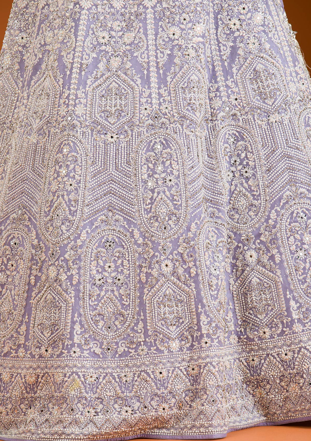 Lavender Zariwork Net Readymade Lehenga