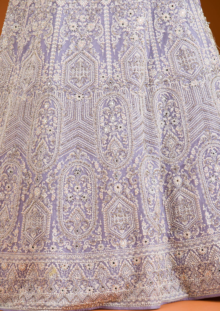 Lavender Zariwork Net Readymade Lehenga