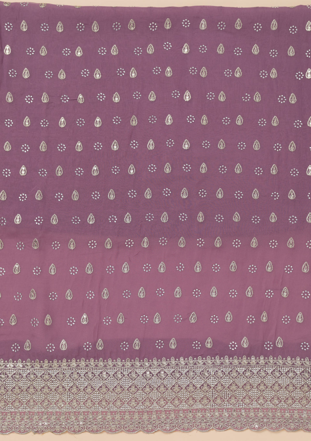 Lavender Zariwork Organza Unstitched Salwar Suit
