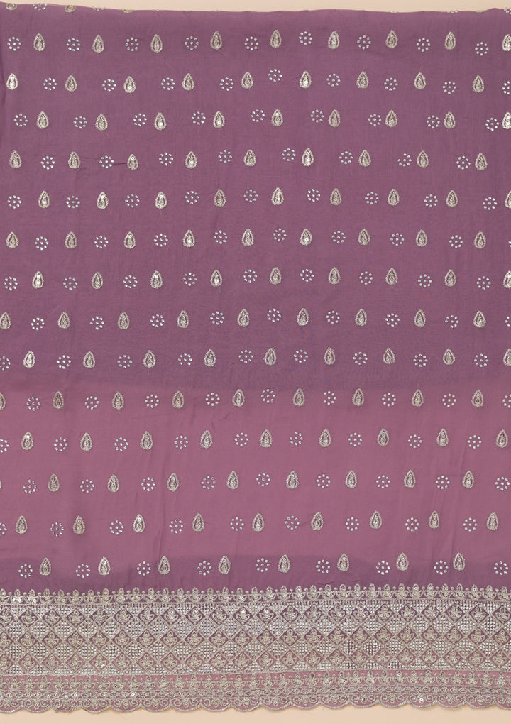 Lavender Zariwork Organza Unstitched Salwar Suit