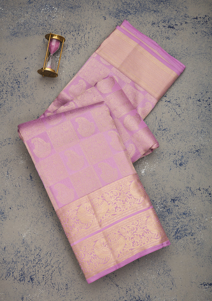 Lavender Zariwork Pure Silk Saree