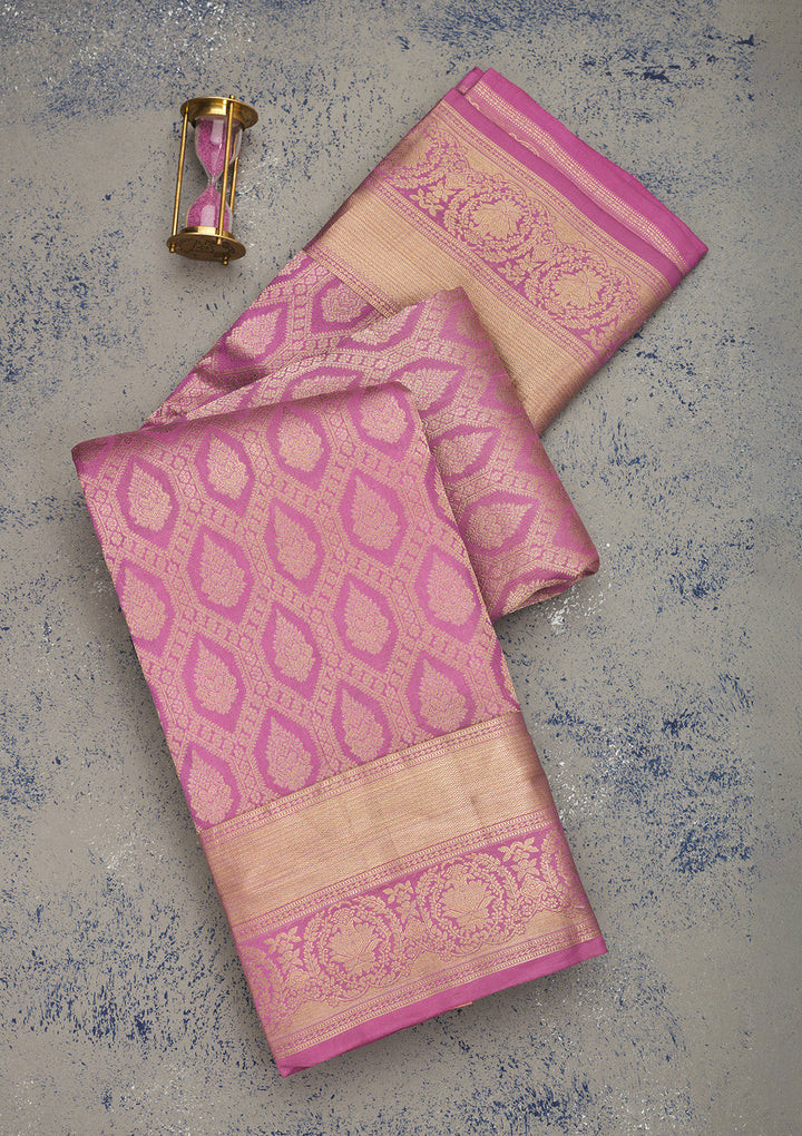 Lavender Zariwork Pure Silk Saree