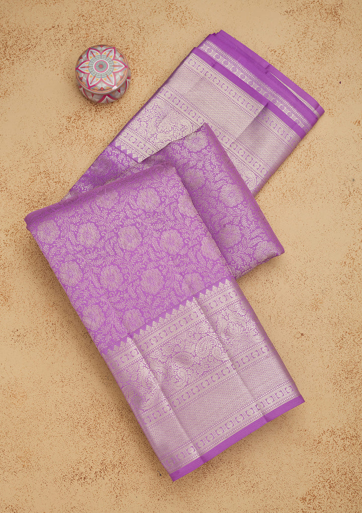 Lavender Zariwork Pure Silk Saree