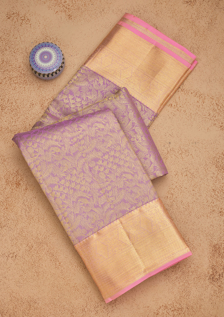 Lavender Zariwork Pure Silk Saree