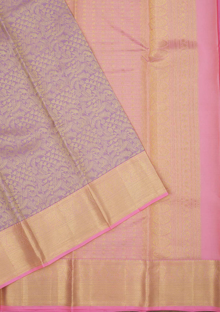 Lavender Zariwork Pure Silk Saree