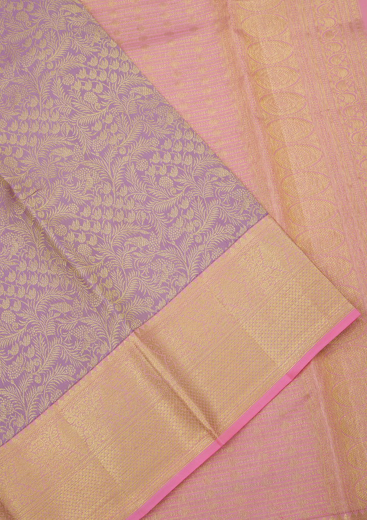 Lavender Zariwork Pure Silk Saree