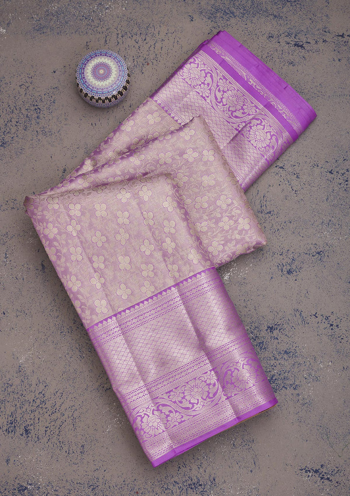 Lavender Zariwork Pure Silk Saree