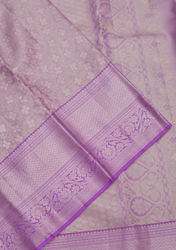 Lavender Zariwork Pure Silk Saree