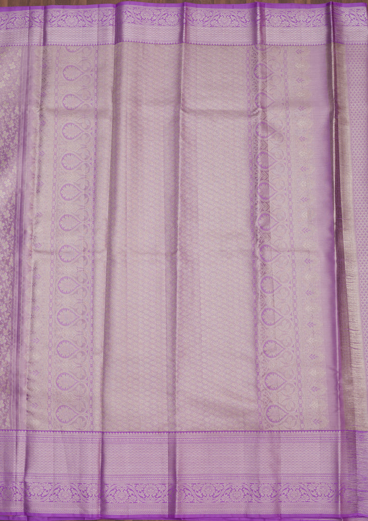 Lavender Zariwork Pure Silk Saree