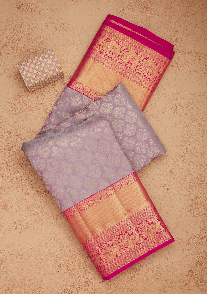 Lavender Zariwork Pure Silk Saree