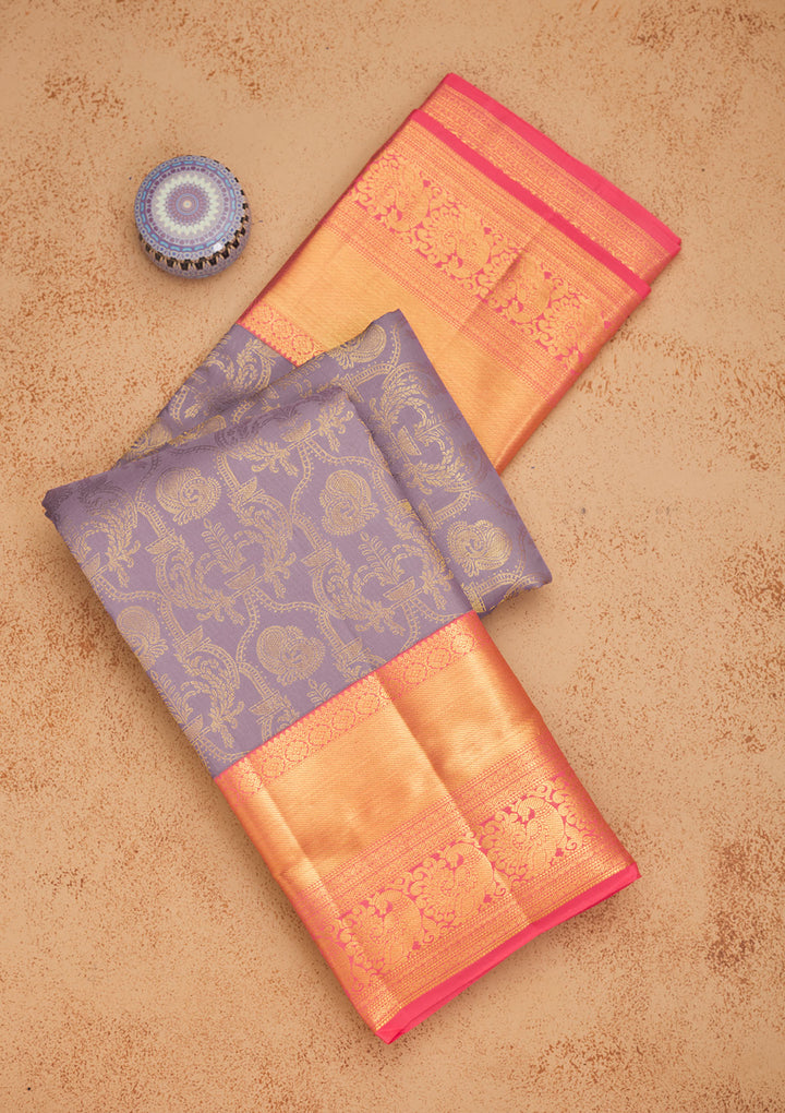 Lavender Zariwork Pure Silk Saree