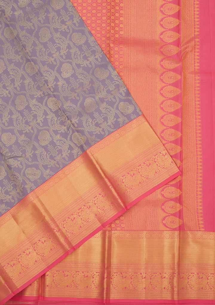 Lavender Zariwork Pure Silk Saree