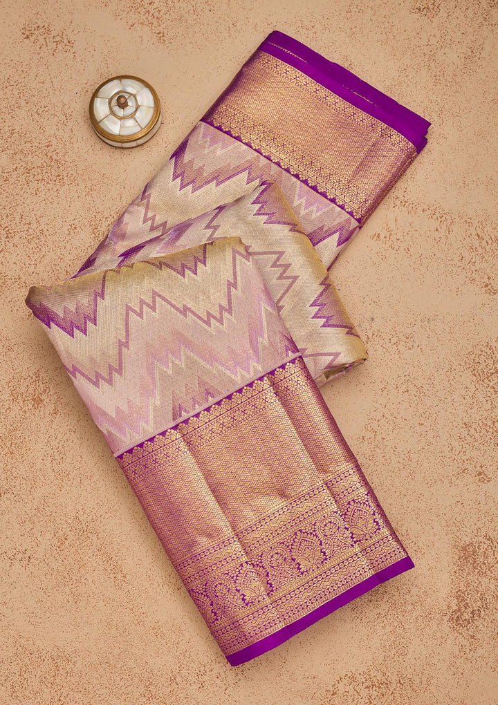 Lavender Zariwork Pure Silk Saree