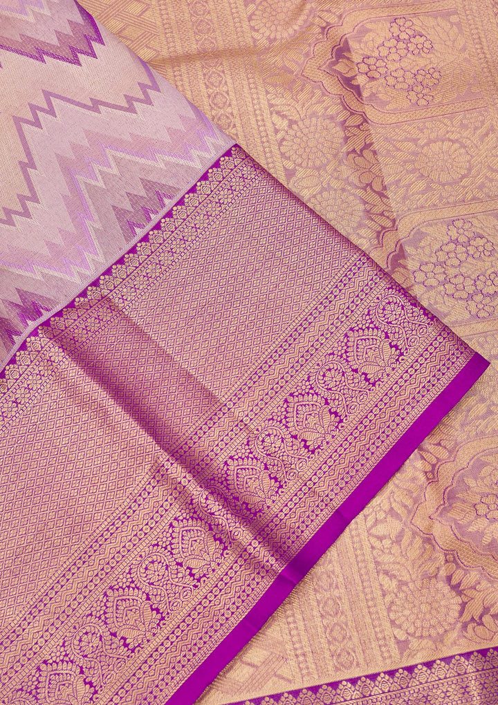 Lavender Zariwork Pure Silk Saree