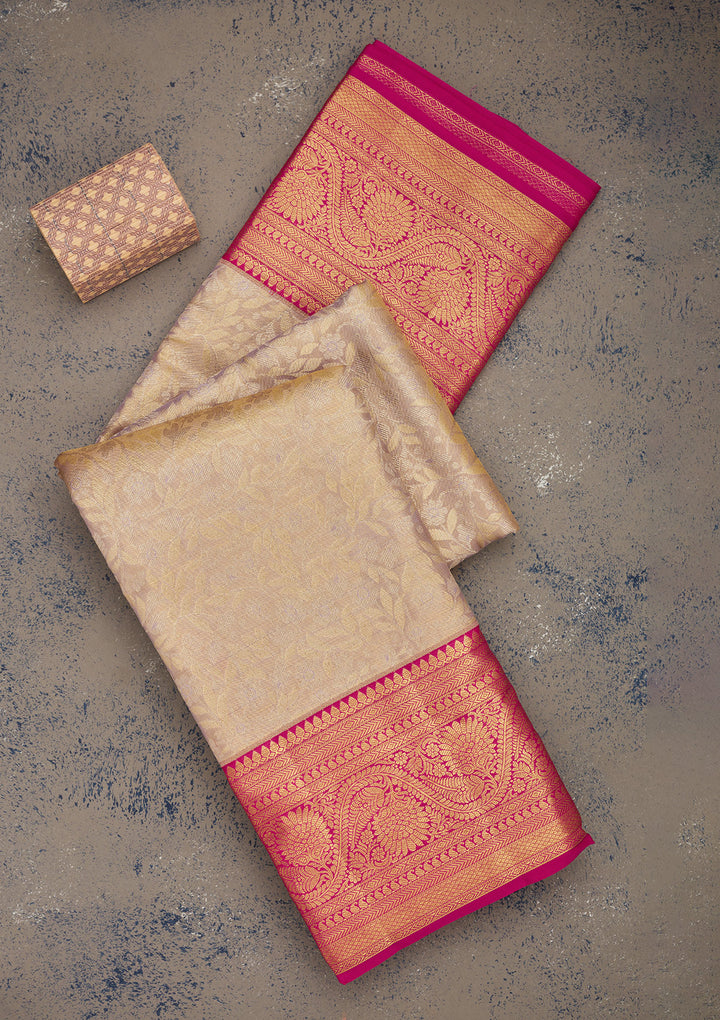 Lavender Zariwork Pure Silk Saree