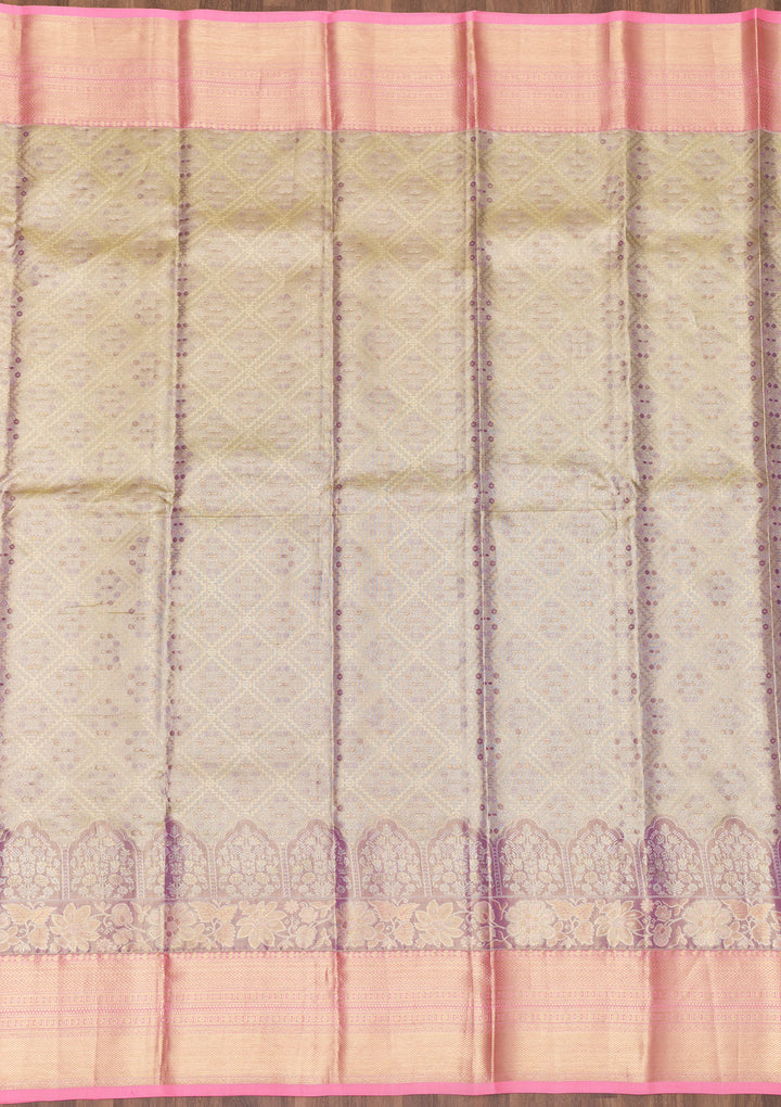 Lavender Zariwork Pure Silk Saree