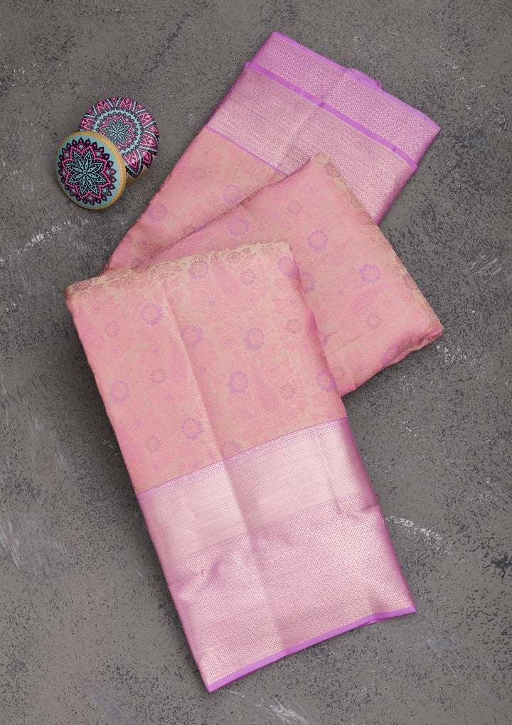 Lavender Zariwork Pure Silk Saree-Koskii