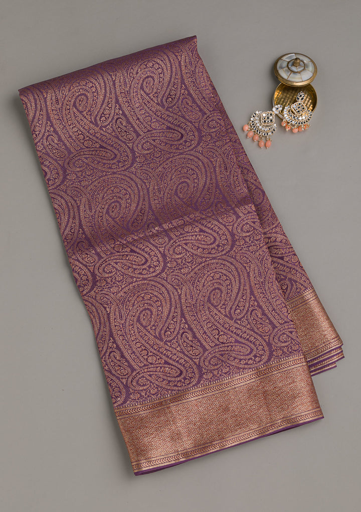 Lavender Zariwork Pure Silk Saree