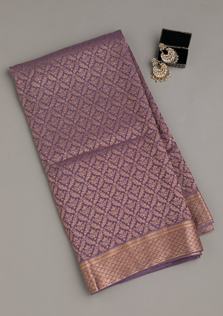 Lavender Zariwork Banarasi Pure Silk Saree