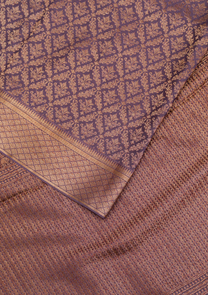 Lavender Zariwork Banarasi Pure Silk Saree