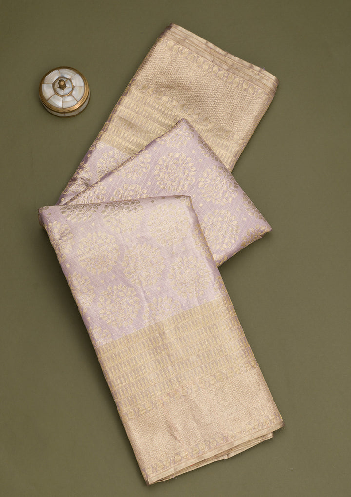 Lavender Zariwork Kanjivaram Pure Silk Saree