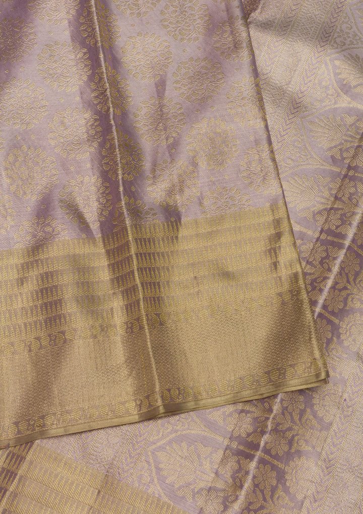 Lavender Zariwork Kanjivaram Pure Silk Saree