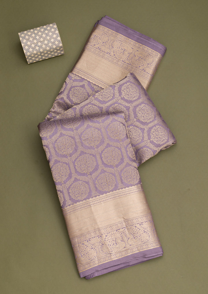 Lavender Zariwork Pure Silk Saree