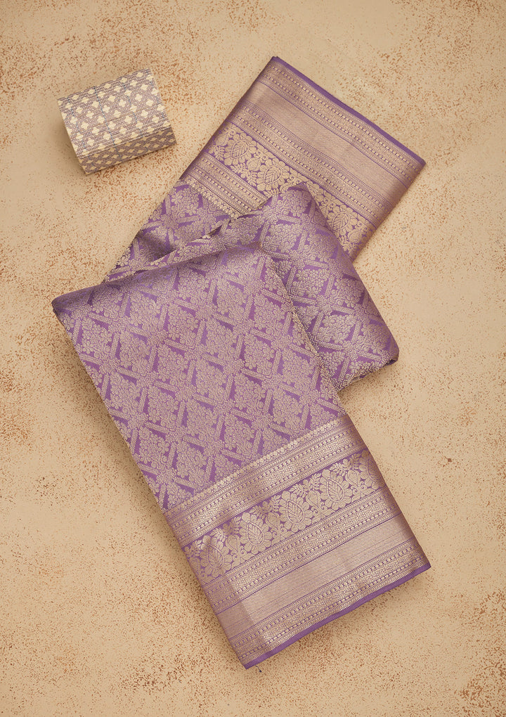 Lavender Zariwork Pure Silk Saree