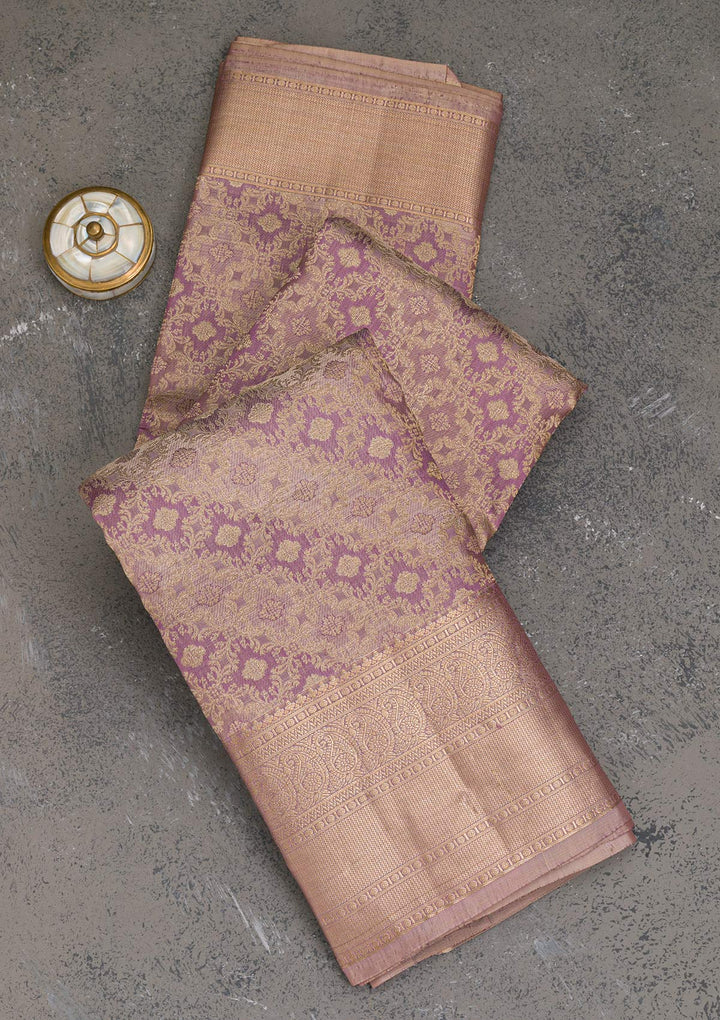 Lavender Zariwork Kanjivaram Pure Silk Saree